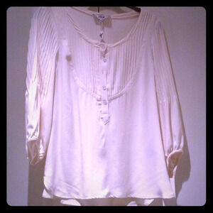 Tibi cream silk peasant blouse size 4